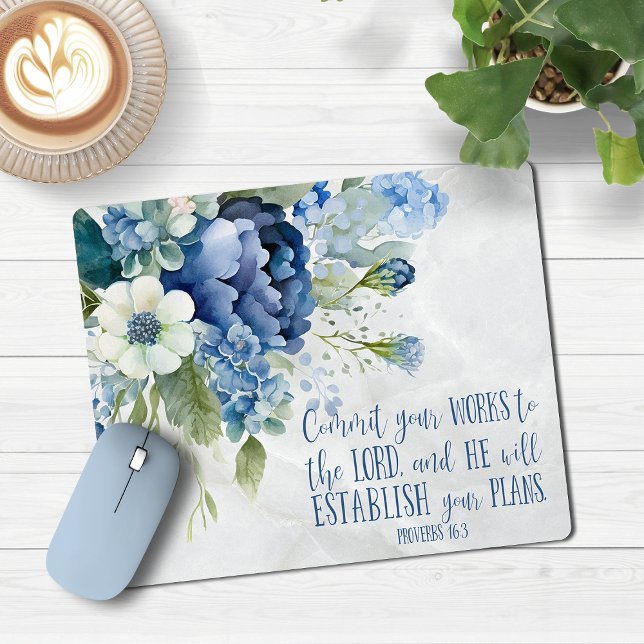 Christian Blue Marble Blommigt Marble Bible Verse Musmatta (Skapare uppladdad)