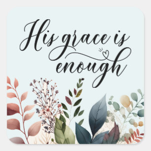 Christian Botanical Grace Scripture Fyrkantigt Klistermärke