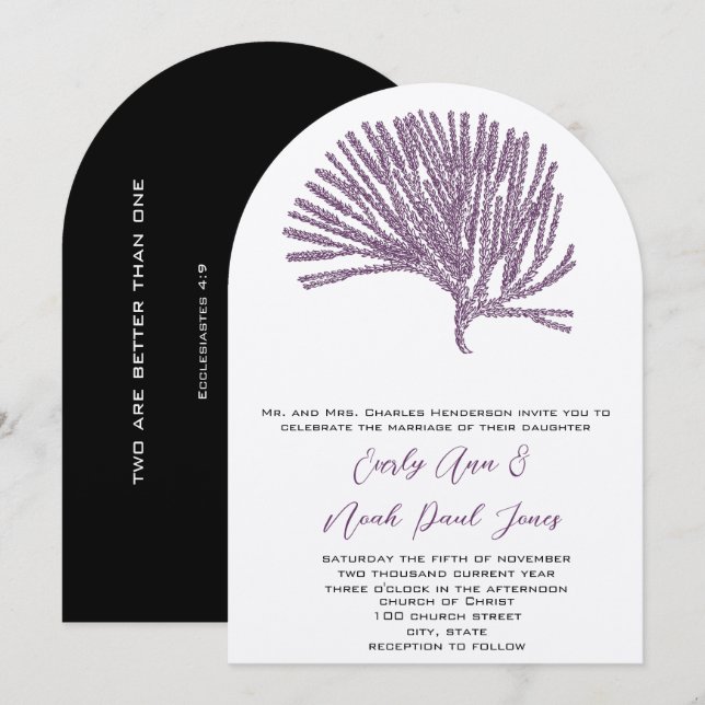 Christian Bröllop Plum Coral My Soul hittade One Inbjudningar (Fram/baksida)