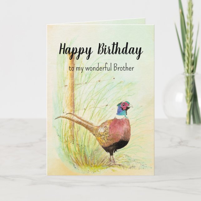 Christian Brother Birthday Pheasant Gamebird Helgkort (Framsida)
