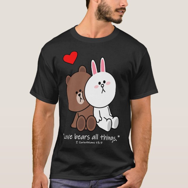 Christian Brown Bear Cony Bunny Rabbit Kärlek Bear T Shirt (Framsida)