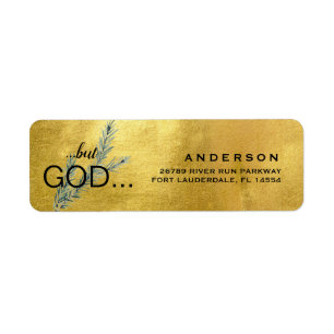 Christian but GOD Jul Metallic Guld Returadress Etikett