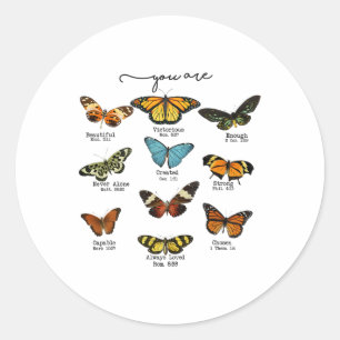 Christian Butterflies Gud säger att du är bibel Ve Runt Klistermärke