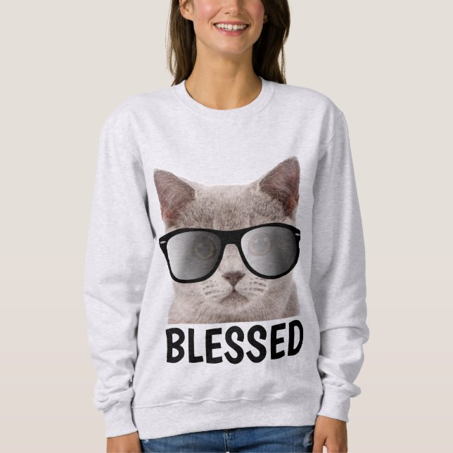 Christian Cat Lover T-Shirts, BLESSED T Shirt (Framsida)