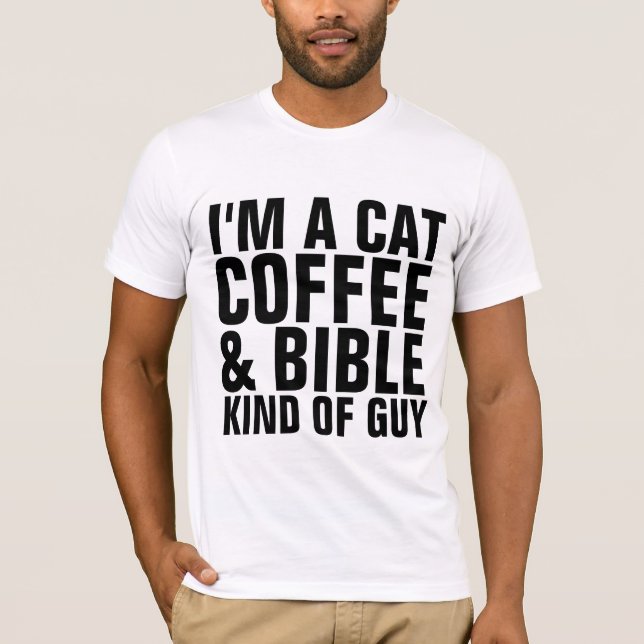 CHRISTIAN CAT T-SHIRTS FÖR MANAR, COFFEE & BIBLE (Framsida)