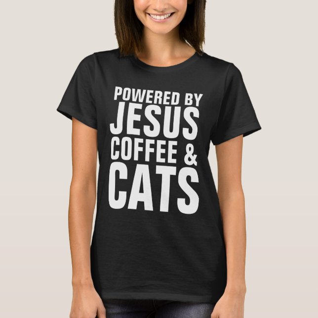 Christian Cat T-shirts, JESUS COFFEE CATS Tee (Framsida)