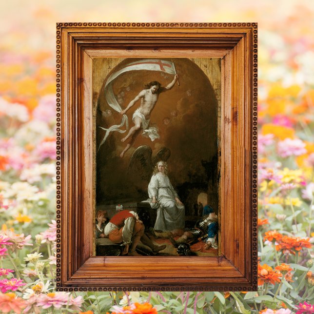 Christian Catholic Jesus Resurrection Glad påsk Poster (Religious Christian Catholic Jesus Christ is risen Resurrection Happy Easter Poster)