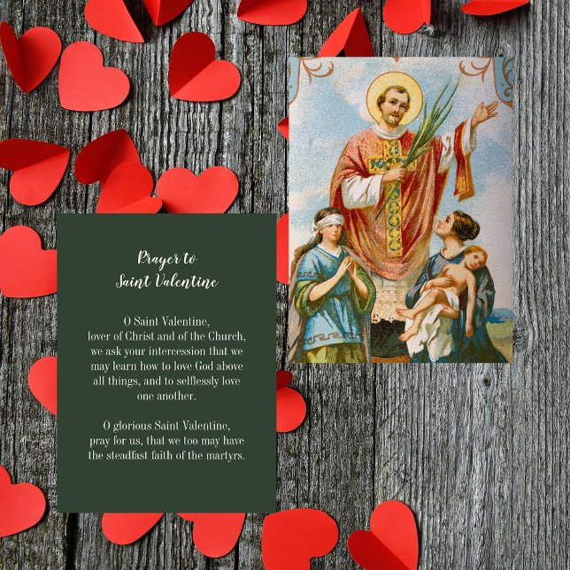 Christian Catholic Saint Valentines Day Prayer Anteckningskort (Religious Christian Catholic Valentine's Day Prayer Card to Saint Valentine saint patron of lovers)