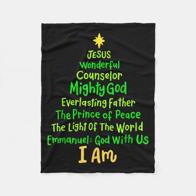 Christian Christmas Jesus Bible Names Xmas Tree Sh Fleecefilt (Framsidan)