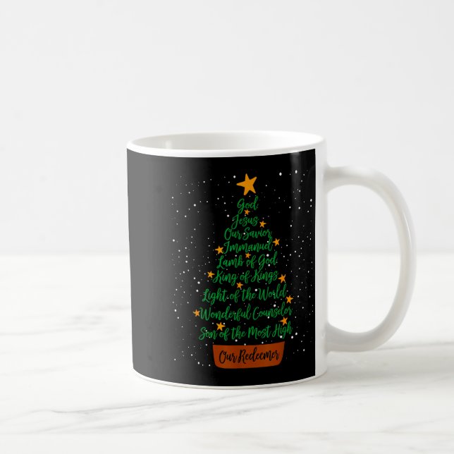 Christian Christmas Jesus Bible Names Xmas Tree Sh Kaffemugg (Höger)