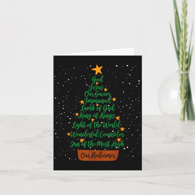 Christian Christmas Jesus Bible Names Xmas Tree Sh Kort (Framsida)