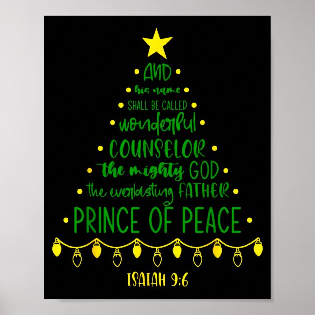 Christian Christmas Jesus Bible Names Xmas Tree Sh Poster (Framsidan)