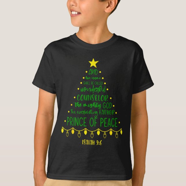 Christian Christmas Jesus Bible Names Xmas Tree Sh T Shirt (Framsida)