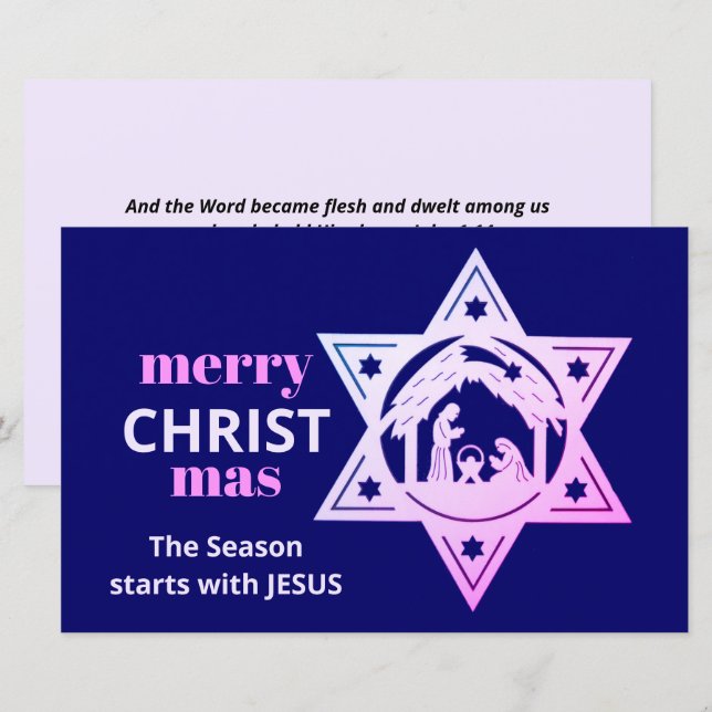 Christian CHRISTmas-kort för budgetaktivitet (Fram/baksida)