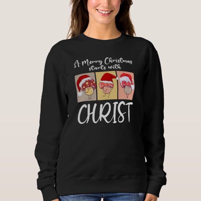 Christian CHRISTMAS MUSHROOMS börjar med Kristus T Shirt (Framsida)