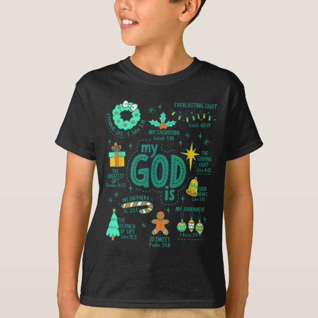 Christian Christmas My God Is Jesus Is The Reason  T Shirt (Framsida)