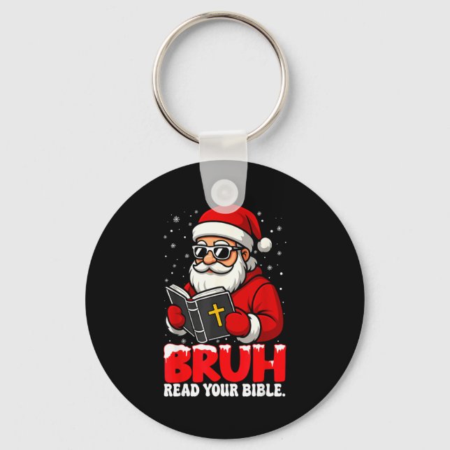 Christian Christmas Santa Bruh Read Your Bible Rel Nyckelring (Framsida)