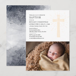 Christian Church Baptism Baby Photo Religiösa Inbjudningar