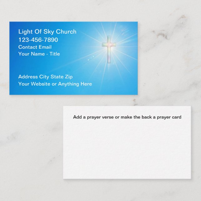 Christian Church Business Cards With Cross Visitkort (Fram/baksida)
