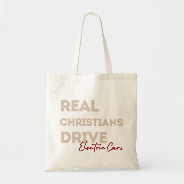 Christian Church Funny Tote Electric Cars Tygkasse (Framsidan)