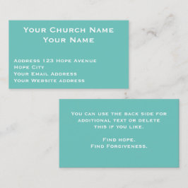 Christian Church Pastor Aqua Grönt White Anpassnin Visitkort