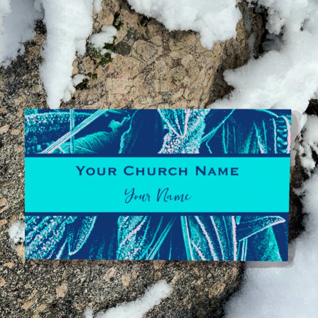 Christian Church Pastor Modern Turcos Nature Visitkort (Customize the perfect unique turquoise card.  On the back add more contact info and custom text.)