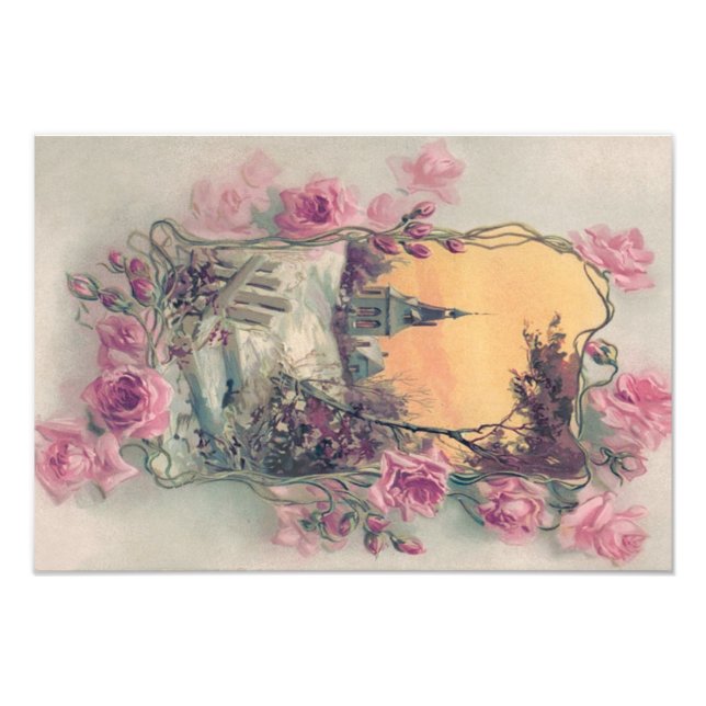 Christian Church Rosa ros Snö Fototryck (Framsidan)