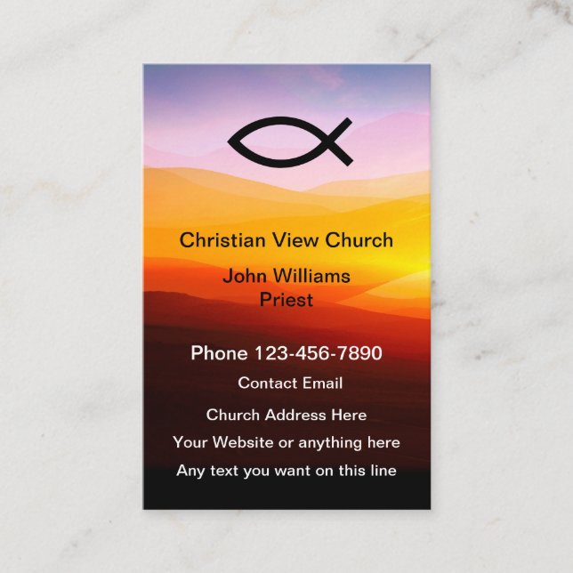 Christian Church Scenia Sunset Icthys Fish Visitkort (Framsida)