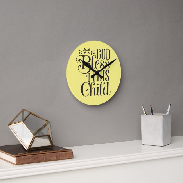 Christian Clock för Baby Room Välsigna dig Detta b Rund Klocka (Kontor)
