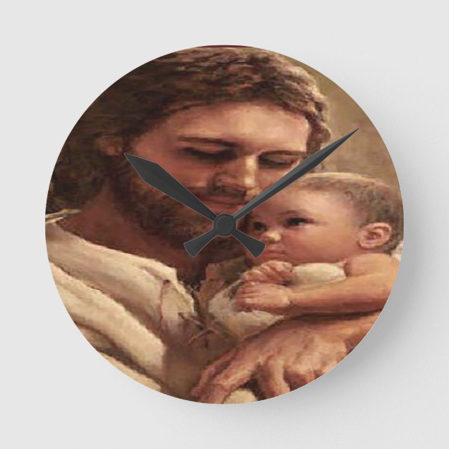 Christian Clocks Jesus och Child Rund Klocka (Framsida)