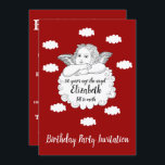 Christian Cloud Angel Lycklig 50th Birthday Red Inbjudningar<br><div class="desc">Anpassa enkelt texten på den här födelsedagsinbjudan med hjälp av den angivna mallen. En del av födelsedagskalan "Änglar och moln".</div>