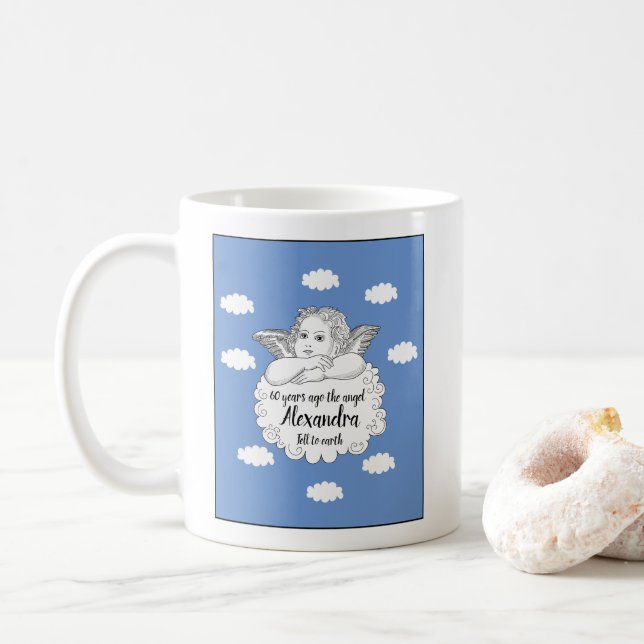 Christian Cloud Angel Lycklig 60:e födelsedagen Kaffemugg (Med munk)