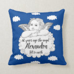 Christian Cloud Angel Lycklig 80th Birthday blue Kudde<br><div class="desc">Grattis på födelsedagen till en sann ängel. All text kan enkelt redigeras med hjälp av den mall som tillhandahålls.  dig uppriktiga tankar med någon mycket speciellare. En del av ’Angel’-serien av varor och gåvor från party.</div>