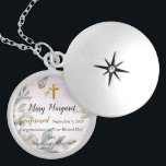 Christian Confirmation Elegant Lövs Locket Gift Berlockhalsband<br><div class="desc">Elegant Lövs Keepsaké Locket - en vacker gåva till ett barn som just bekräftats. Anpassa med all information,  inklusive att välja olika typsnitt,  färg,  storlekar och placering.</div>