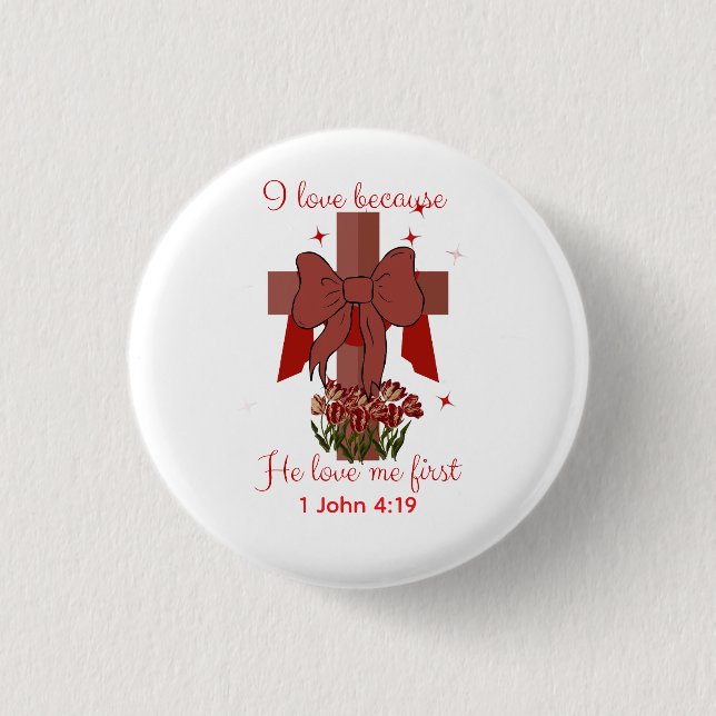 Christian Coquette cross Bible verse Valentines  Knapp (Framsida)