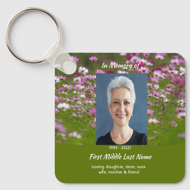 Christian Cosmos Garden Flowers Memorial Keepsake  Nyckelring (Framsida)