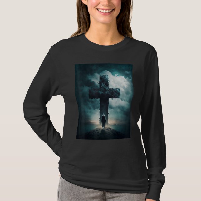 Christian Cross Faith and Prayer T Shirt (Framsida)