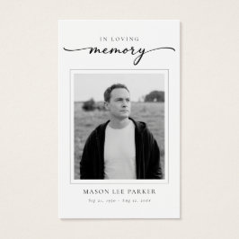Christian Cross Funeral Memorial Photo Prayer Card Visitkort