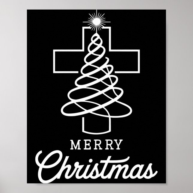 Christian Cross Jesus Merry Christmas Xmas Tree Ho Poster (Framsidan)