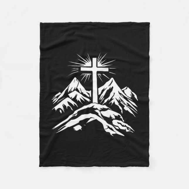Christian Cross Mountains Religious  Fleecefilt (Framsidan)