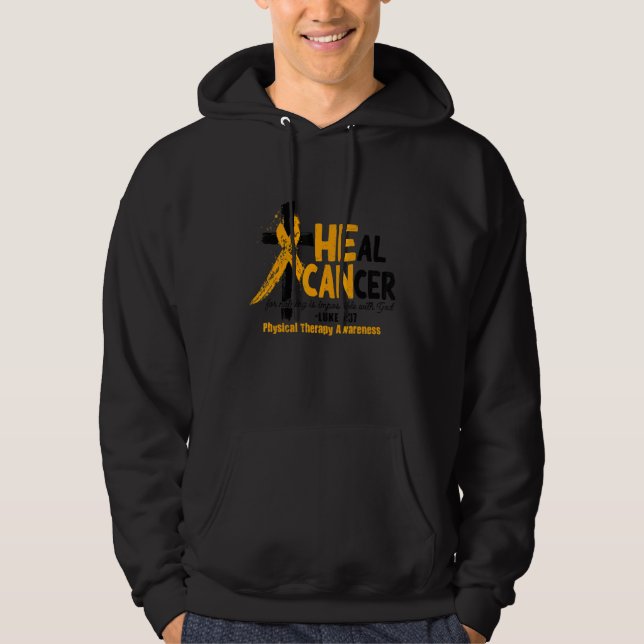 Christian Cross Physical Therapy Awareness Ribbon Hoodie (Framsida)