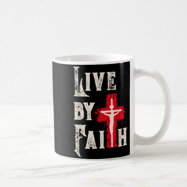 Christian Cross Scripture Live By Faith  Kaffemugg (Höger)