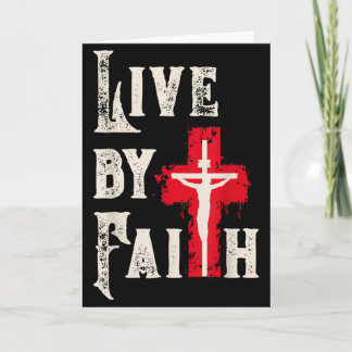 Christian Cross Scripture Live By Faith  Kort