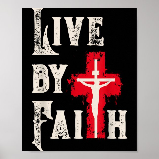 Christian Cross Scripture Live By Faith  Poster (Framsidan)
