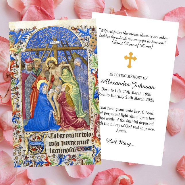 Christian Crucifix Kor Funeral Memorial Prayer Visitkort (Religious Christian Crucifix Crucifixion Cross Funeral Memorial Loss Prayer Sympathy Card)