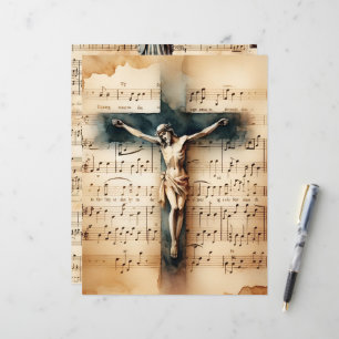 Christian Crucifix Vintage Scrapbook Papper