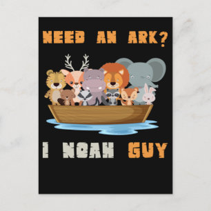 Christian Cute Animals Noah Ark Religiösa Pun Vykort