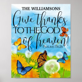 Christian Cute Blommigt Ge Tack Bible Verse Namn Poster