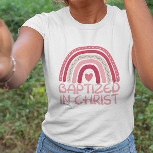 Christian Cute Rosa Rainbow baptized in Kristus T Shirt