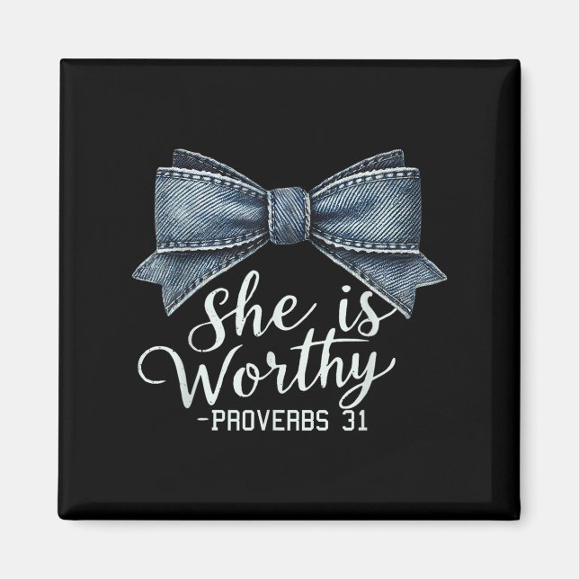 Christian Denim Bow Shirt International Bible Reli Magnet (Framsidan)